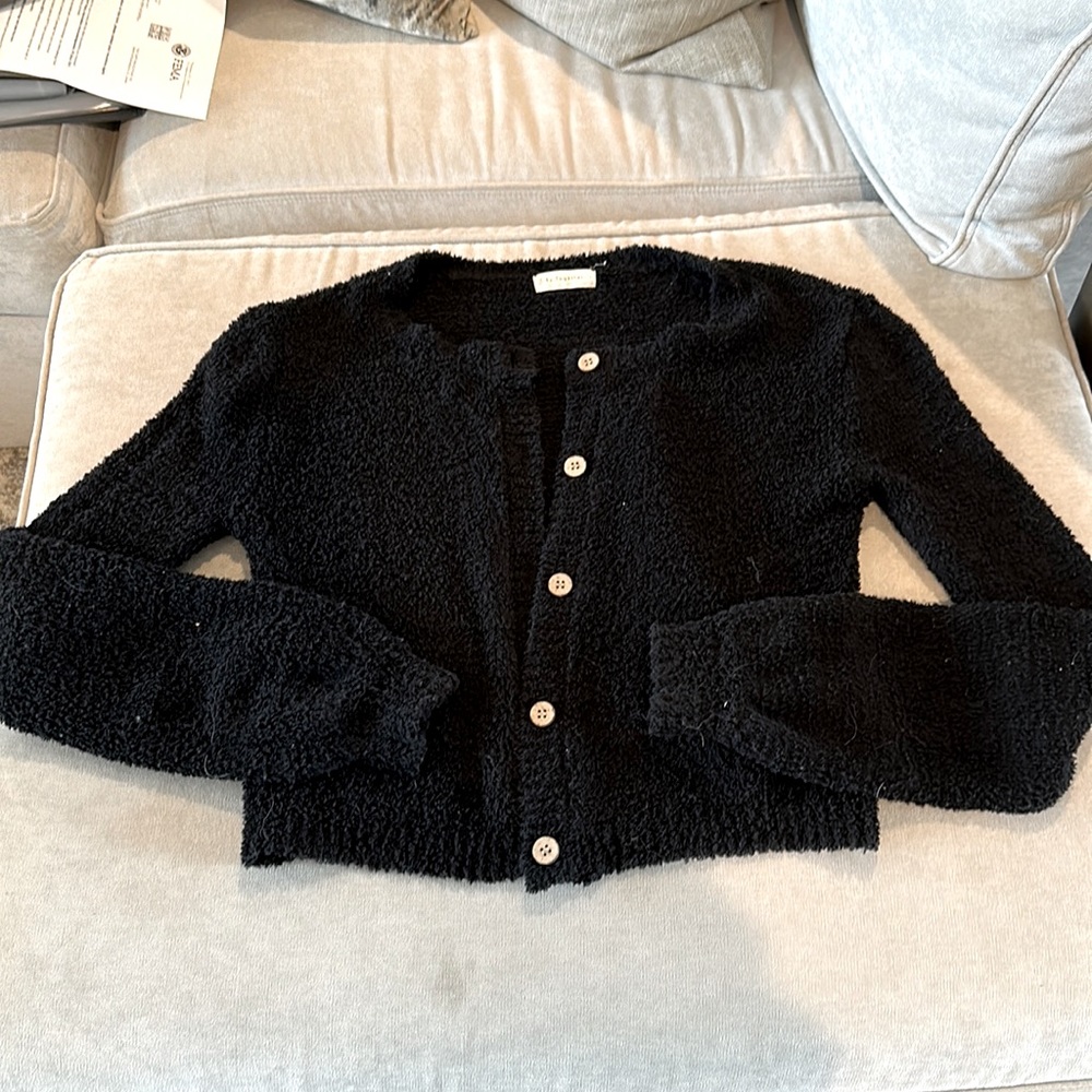 Cozy Sherpa Black Cardigan S